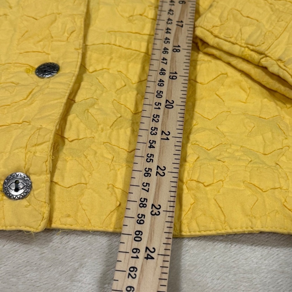 Chicos Yellow Textured Star Applique Cotton Button Down Jacket Size 2 XL - Picture 2 of 5